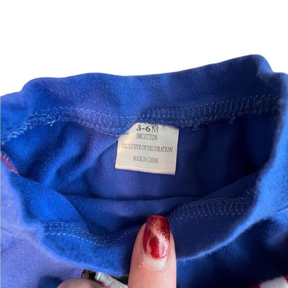 Baby Christmas Embroidered Toy‎ Soldier Blue Snap Romper 3-6 months Holiday Cute - Picture 6 of 8